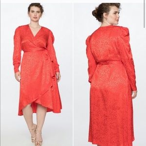 Eloquii Cherry red leopard print wrap dress